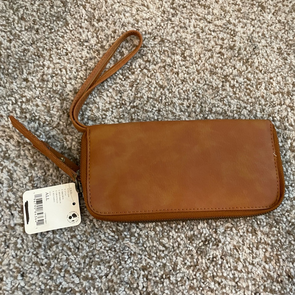 Free People‎ Vegan Leather Brown Wallet Wristlet - Picture 3 of 4